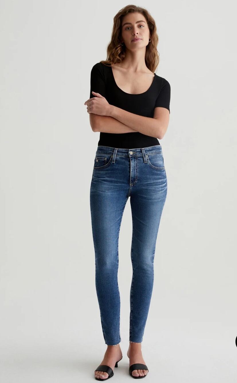 Adriano Goldschmied The Farrah High Rise Skinny Ankle Frayed Hem Jeans size 26R